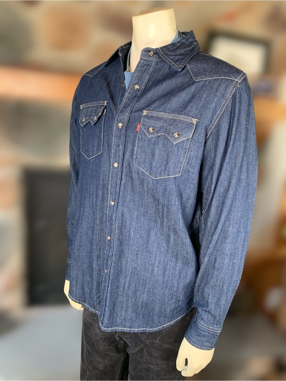 Levi's Denim Sawtooth Western Pearl Snap Shirt Medium
